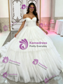 White Tulle Off the Shoulder Tiers Quinceanera Dress