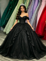 Black Sequins Off the Shoulder Quinceanera Dress