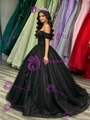 Black Sequins Off the Shoulder Quinceanera Dress