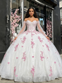 White Sequins Long Sleeve Appliques Quinceanera Dress