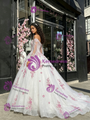White Sequins Long Sleeve Appliques Quinceanera Dress
