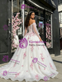 White Sequins Long Sleeve Appliques Quinceanera Dress