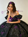Black Tulle Appliques Quinceanera Dress