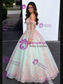 Tulle Sequins Appliques Long Sleeve Quinceanera Dress