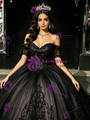 Black Tulle Off The Shoulder Appliques Quinceanera Dress