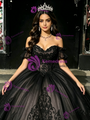 Black Tulle Off The Shoulder Appliques Quinceanera Dress