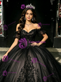 Black Tulle Off The Shoulder Appliques Quinceanera Dress