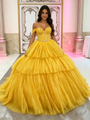 Yellow Tulle Beading Quinceanera Dress