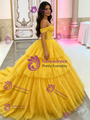 Yellow Tulle Beading Quinceanera Dress