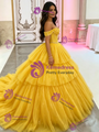 Yellow Tulle Beading Quinceanera Dress