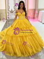 Yellow Tulle Beading Quinceanera Dress