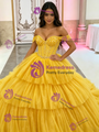 Yellow Tulle Beading Quinceanera Dress