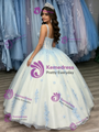 White Tulle Appliques Straps Quinceanera Dress