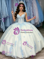White Tulle Appliques Straps Quinceanera Dress
