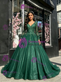Green Tulle Sequins V-neck Appliques Quinceanera Dress