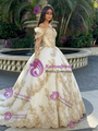 White Tulle Off The Shoulder Appliques Quinceanera Dress