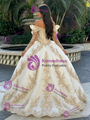 White Tulle Off The Shoulder Appliques Quinceanera Dress