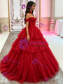 Red Tulle Off the Shoulder Quinceanera Dress