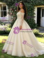 Champagne Tulle Straps Long Sleeve Quinceanera Dress
