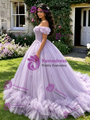 Purple Off The Shoulder Appliques Quinceanera Dress