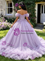 Purple Off The Shoulder Appliques Quinceanera Dress