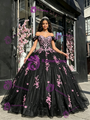 Black Tulle Off the Shoulder Appliques Quinceanera Dress