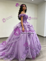 Purple Tulle Off the Shoulder Appliques Quinceanera Dress