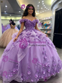 Purple Tulle Off the Shoulder Appliques Quinceanera Dress