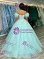 Light Blue Tulle Appliques Quinceanera Dress