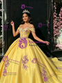Yellow Spaghetti Straps Appliques Quinceanera Dress