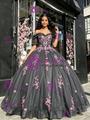 Gray Tulle Off the Shoulder Appliques Quinceanera Dress