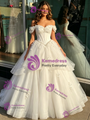 White Tulle Off the Shoulder Appliques Quinceanera Dress