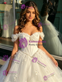 White Tulle Off the Shoulder Appliques Quinceanera Dress