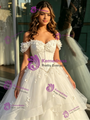 White Tulle Off the Shoulder Appliques Quinceanera Dress