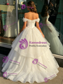 White Tulle Off the Shoulder Appliques Quinceanera Dress