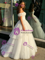 White Tulle Off the Shoulder Appliques Quinceanera Dress
