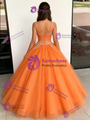 Orange Tulle V-neck Beading Quinceanera Dress