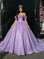 Purple Tulle Off the Shoulder Quinceanera Dress