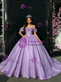 Purple Tulle Off the Shoulder Quinceanera Dress
