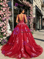 Red Tulle V-neck Appliques Quinceanera Dress