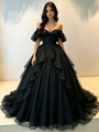 Black Tulle Off the Shoulder Quinceanera Dress