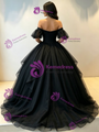 Black Tulle Off the Shoulder Quinceanera Dress