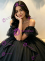 Black Tulle Off the Shoulder Quinceanera Dress