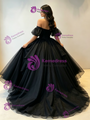 Black Tulle Off the Shoulder Quinceanera Dress