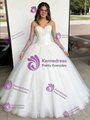 White Tulle Strapless Appliques Quinceanera Dress