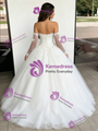 White Tulle Strapless Appliques Quinceanera Dress