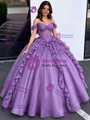 Purple Off the Shoulder Appliques Quinceanera Dress