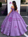 Purple Off the Shoulder Appliques Quinceanera Dress