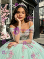 Green Tulle Sequins Straps Appliques Quinceanera Dress