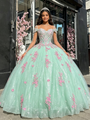Green Tulle Sequins Straps Appliques Quinceanera Dress